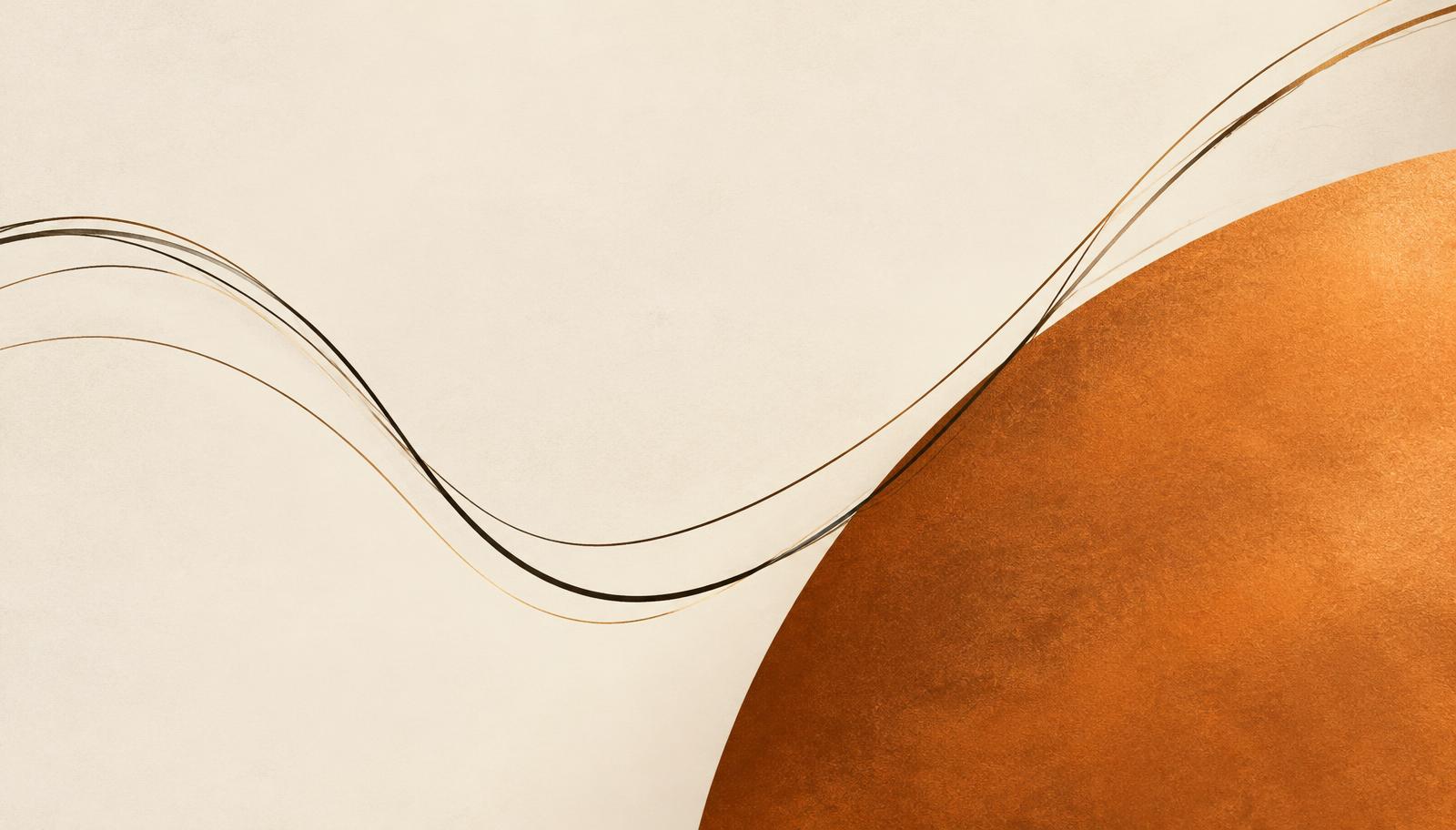 Copper arcs on ivory paper
